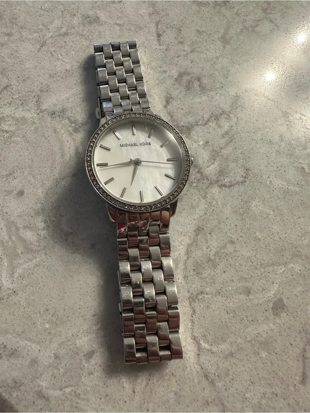 Michael Kors Silver Crystal-Trim Stainless Steel Watch